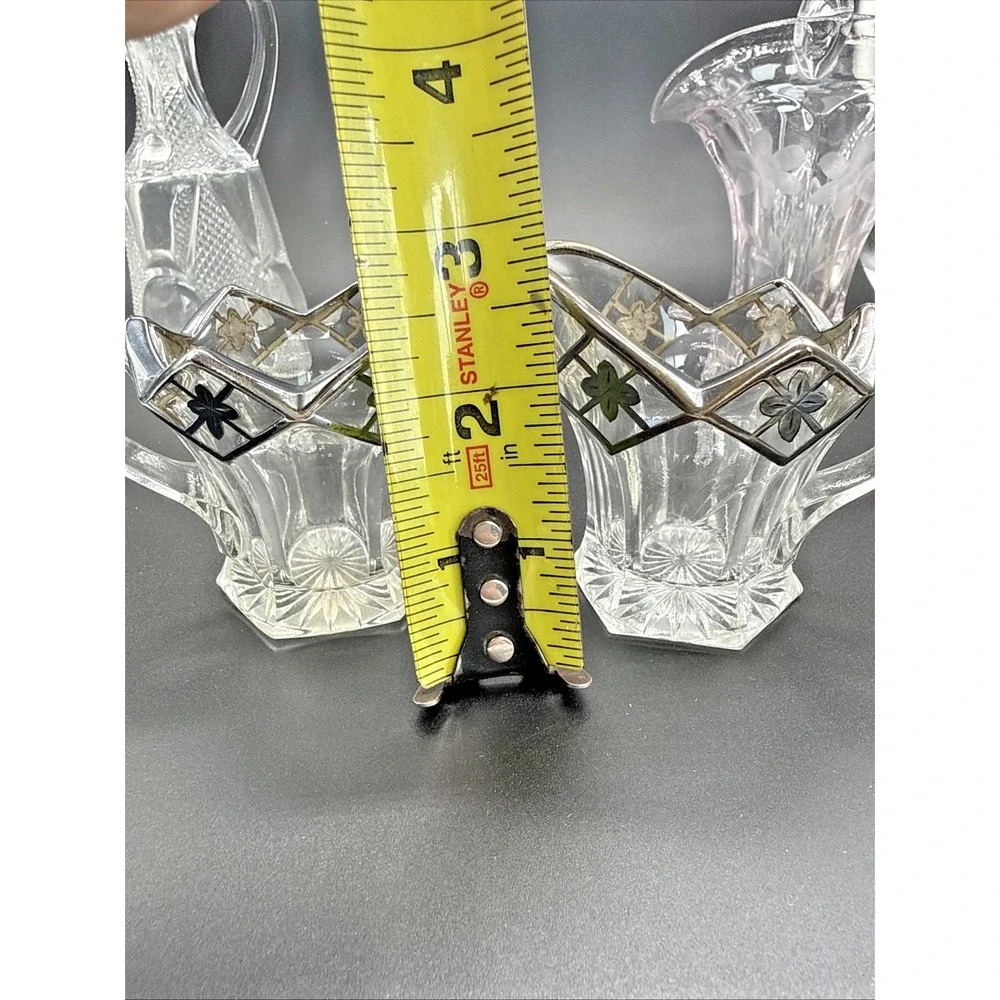 Vintage Pressed and Cut Glass Collection 10 Piece Set Bowls Decanter Basket